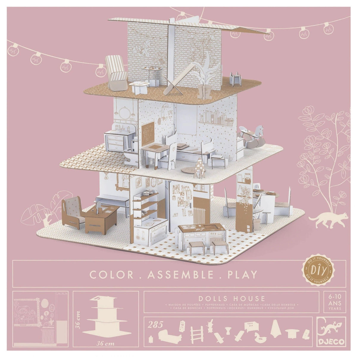 DJECO DIY Color Assemble Play Dollhouse