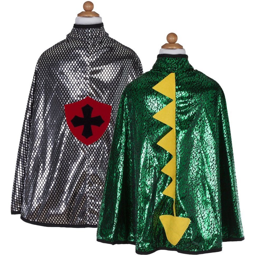 Dragon Knight Reversible Cape; Green &amp; Silver