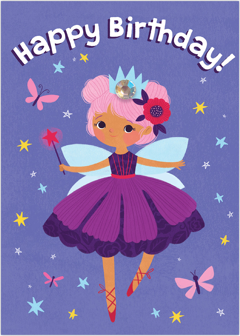 Fairy With Jewel Crown &amp; Glitter Card